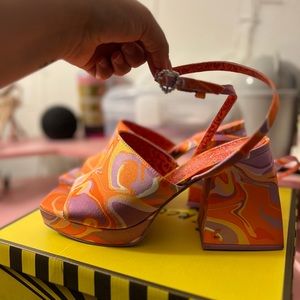 Colorful square heel